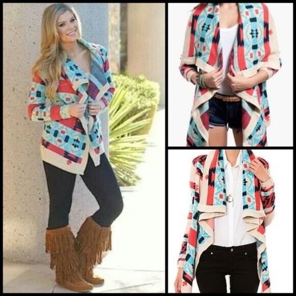 Anthropologie Moon Collection Aztec Drape Cardigan Size Small - Picture 2 of 10